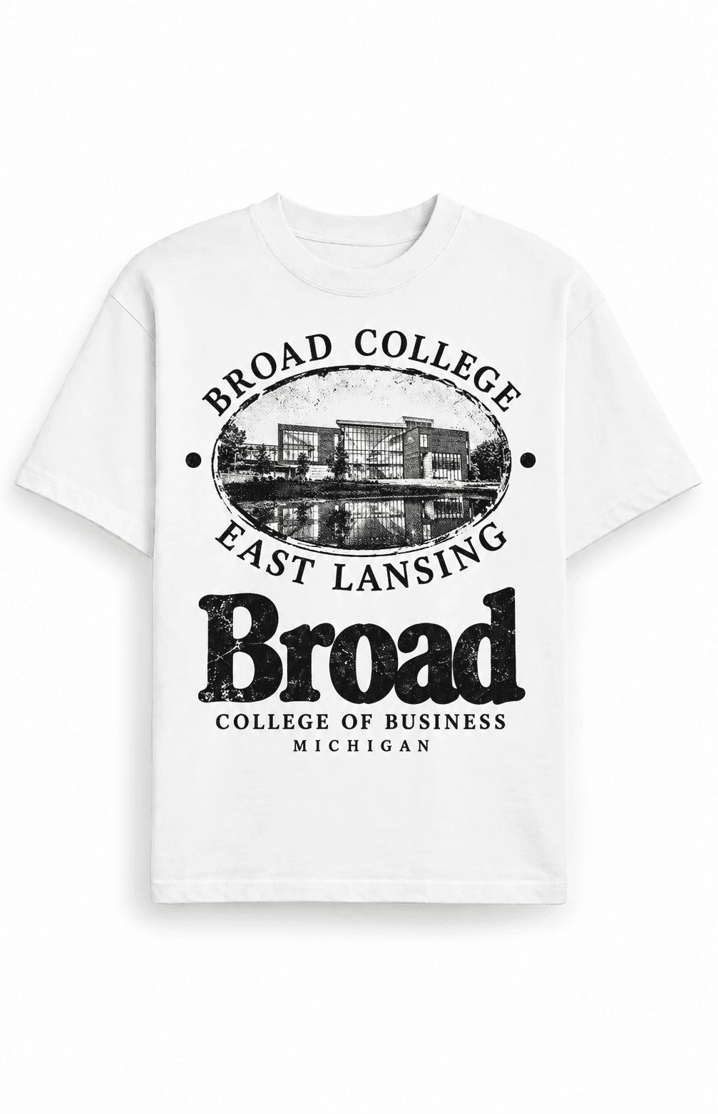 Broad Grunge Building Tee, White