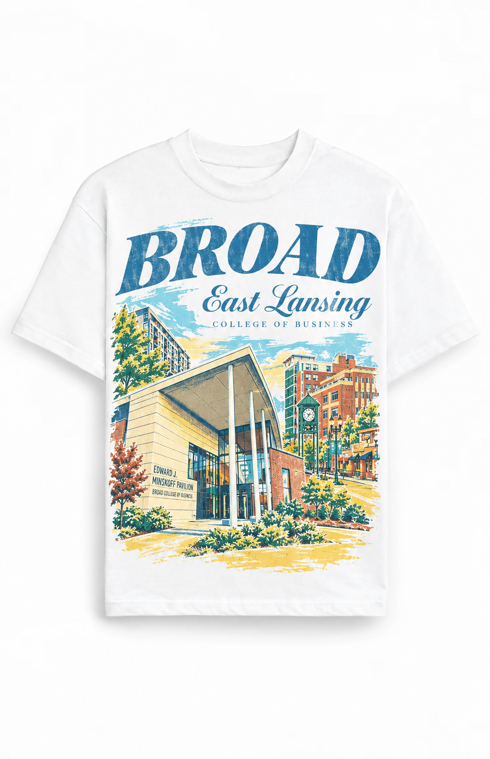 Broad East Lansing Illustrated Tee, White