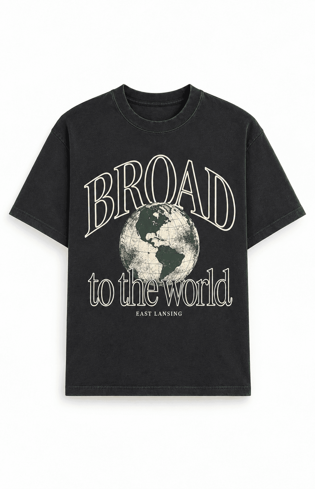 Broad To the World Tee, Washed black
